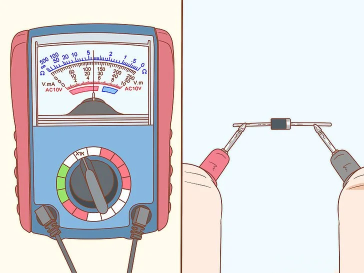 Check the reading on the meter to determine if the diode is healthy 1