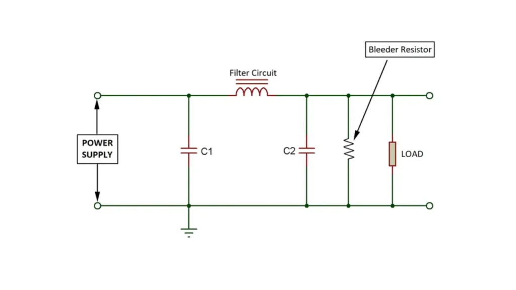 bleeder resistor connected to a capacitor