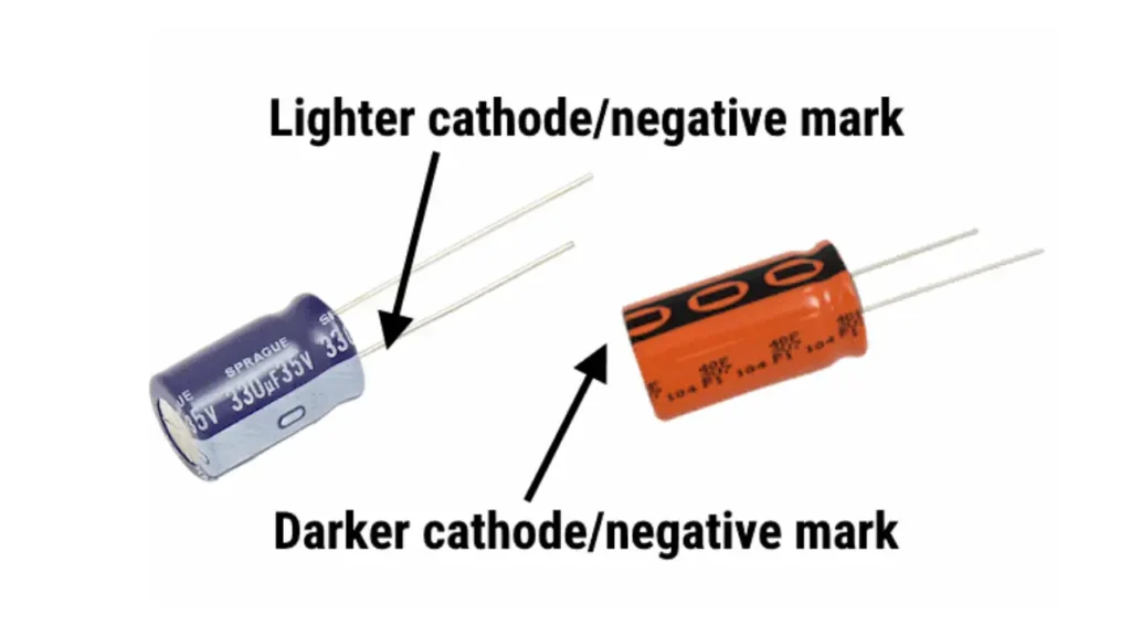 capacitor polarity markings