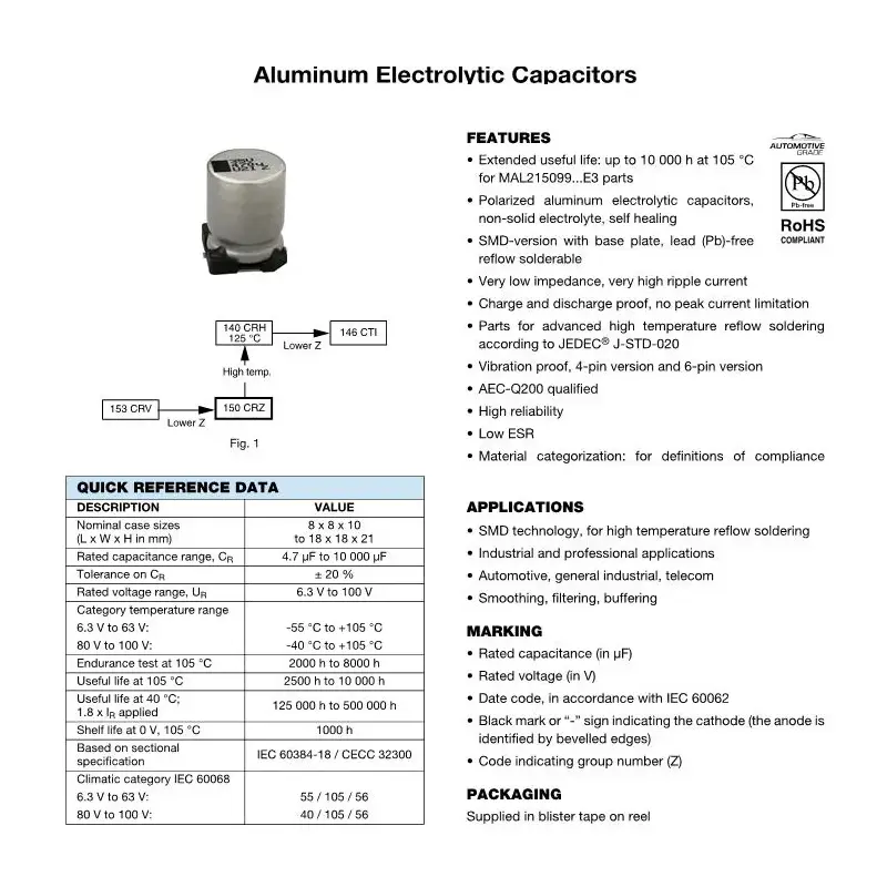 aluminum electrolytic capacitor datasheet